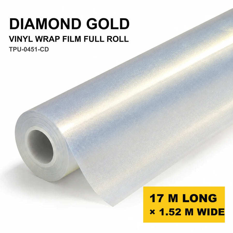 VORLUX Diamond Gold Vinyl Wrap Film – 1.52 m × 17 m Full Roll film roll