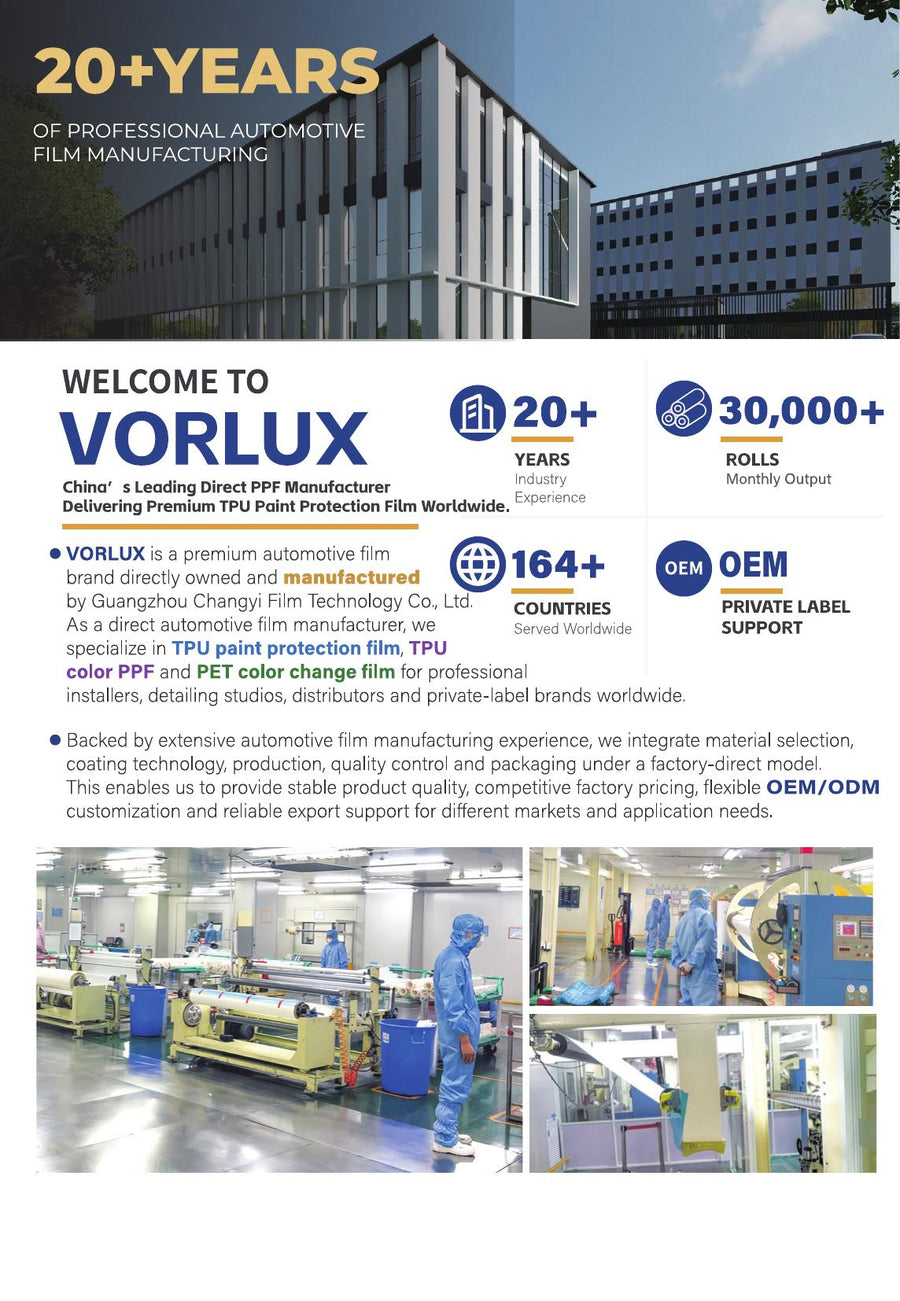 VORLUX Ultra Matte/Satin Clear PPF – 7.5 mil – 1.52 m × 15 m Full Roll vehicle colour visualisation