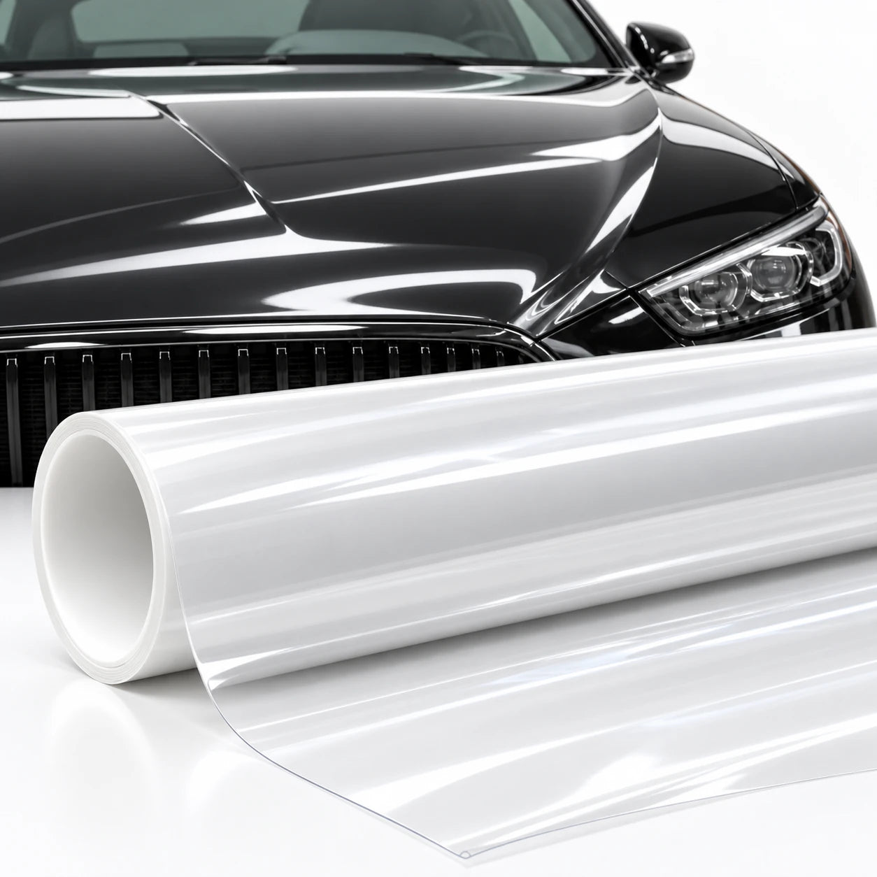 Clear PPF full roll prepared for professional wet installation